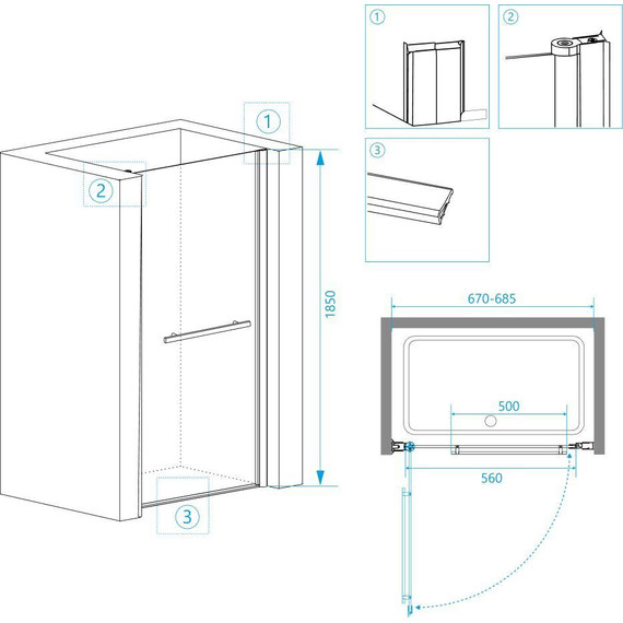 Душевая дверь RGW PA-03 70 см 41080307-11, хром/прозрачное - фото 4