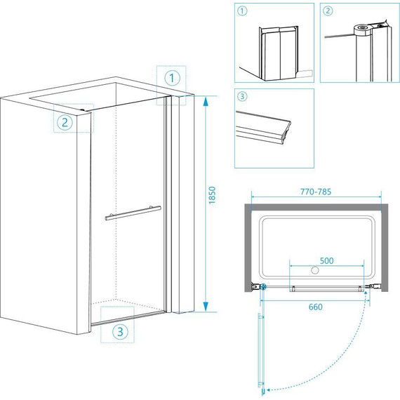Душевая дверь RGW PA-03 80 см 41080308-11, хром/прозрачное - фото 4