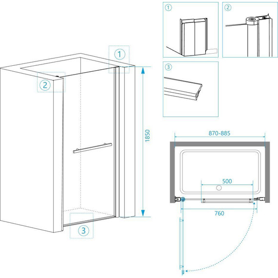 Душевая дверь RGW PA-03 90 см 41080309-11, хром/прозрачное - фото 4