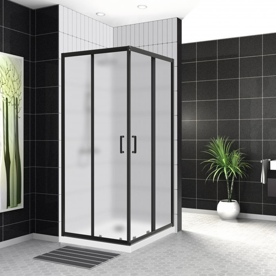 Душевое ограждение BelBagno 90х90 см UNO-195-A-2-90-P-NERO, черный/матовое - фото 