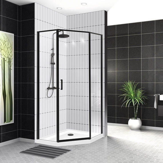 Душевое ограждение BelBagno 90x90 см UNO-195-P-1-90-C-NERO, черный/прозрачное - фото 