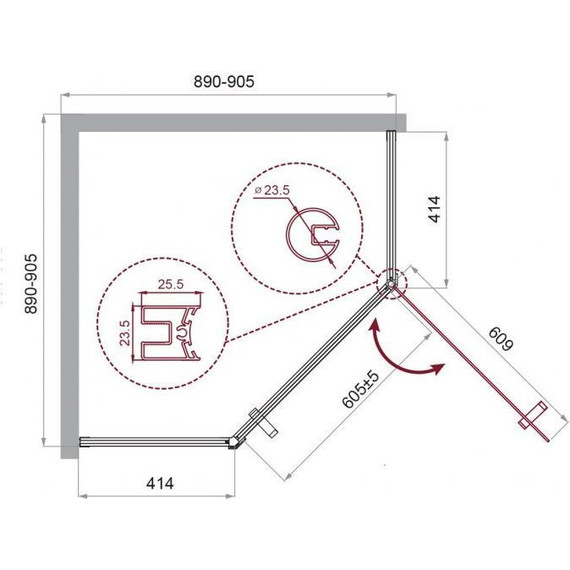 Душевое ограждение BelBagno 90x90 см UNO-195-P-1-90-C-NERO, черный/прозрачное - фото, картинка 3 Душевое ограждение BelBagno 90x90 см UNO-195-P-1-90-C-NERO, черный/прозрачное - фото 3
