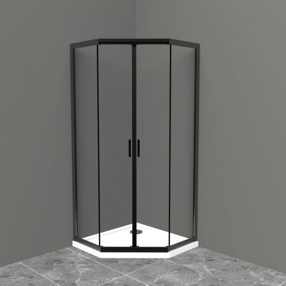 Душевое ограждение BelBagno 90x90 см UNO-195-P-2-90-C-NERO, черный/прозрачное - фото 2