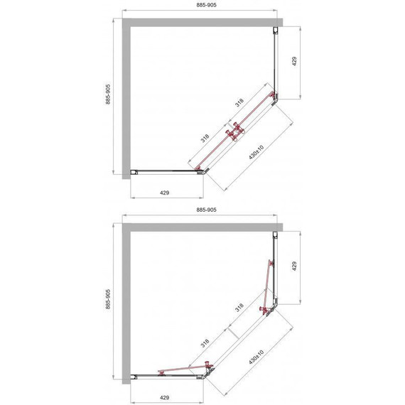 Душевое ограждение BelBagno 90x90 см UNO-195-P-2-90-C-NERO, черный/прозрачное - фото 3