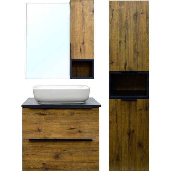 Зеркало-шкаф Azario Gris 75 см CS00080419, дуб веллингтон - фото 3