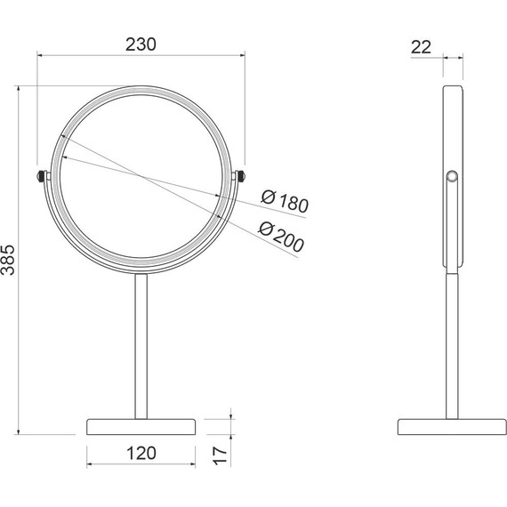 Зеркало косметическое настольное Timo Saona 13274/03, чёрный - фото 2