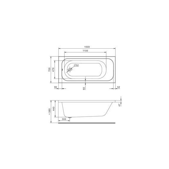 Ванна акриловая Santek Ламма 150x70 см 1.WH50.1.746, Размер - мм: 1500х700 - фото 3