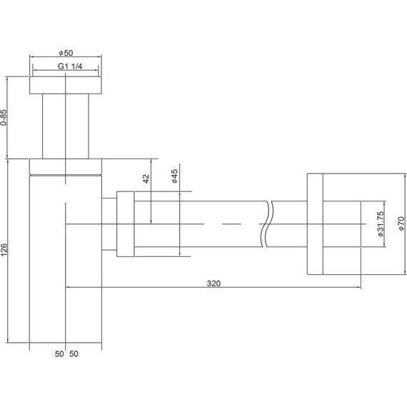 Сифон для умывальника Timo 959/03L, чёрный - фото 2