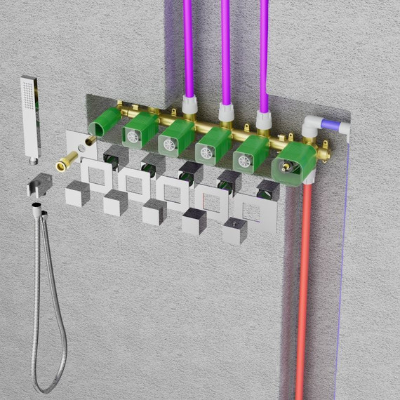 Душевая система для душа с термостатом Timo Petruma SX-5229/03SM, чёрный - фото 4