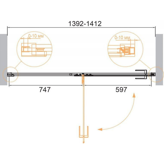 Душевая дверь Cezares 140 см BELLAGIO-B-12-140-C-BORO (стекло 8 мм) золото/прозрачное - фото 2