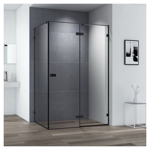 Душевое ограждение Cezares 140х80 см BELLAGIO-AH-1-140/80-C-NERO (стекло 8 мм) черный/прозрачное - фото 