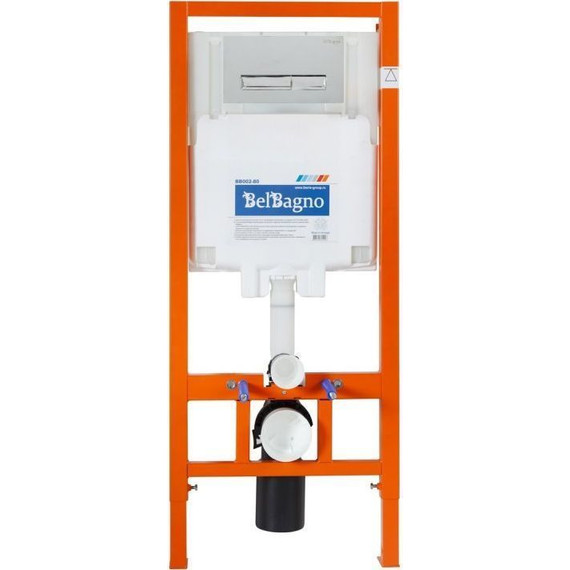 Инсталляция BelBagno BB002-80 с подвесным безободковым унитазом Cezares Cadro CZR-4823-CHR/CZR4823SC/BB002-80/BB010-MR-CHROME (кнопка смыва Marmi, хром глянец) - фото 5