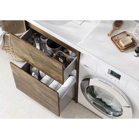 Тумба напольная с раковиной-столешницей Акватон Лондри 120 см 1A2669K1LHDR0 (раковина слева) дуб рустикальный - фото 6