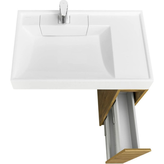 Тумба напольная с раковиной-столешницей Акватон Лондри 80 см 1A2671K1LHDR0, дуб рустикальный - фото 5