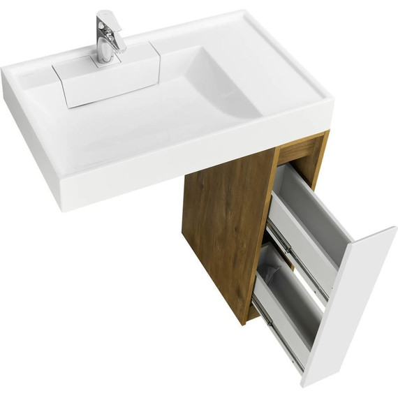 Тумба напольная с раковиной-столешницей Акватон Лондри 80 см 1A2671K2LHDR0, дуб рустикальный/белый - фото 6