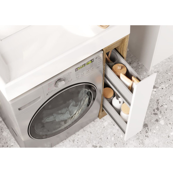 Тумба напольная с раковиной-столешницей Акватон Лондри 80 см 1A2671K2LHDY0, дуб кантри/белый - фото 9