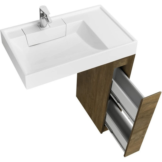 Тумба напольная с раковиной-столешницей Акватон Лондри 80 см 1A2671K1LHDY0, дуб кантри - фото 6