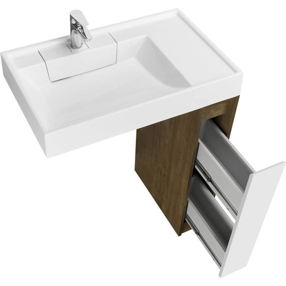 Тумба напольная с раковиной-столешницей Акватон Лондри 80 см 1A2671K2LHDY0, дуб кантри/белый - фото 5