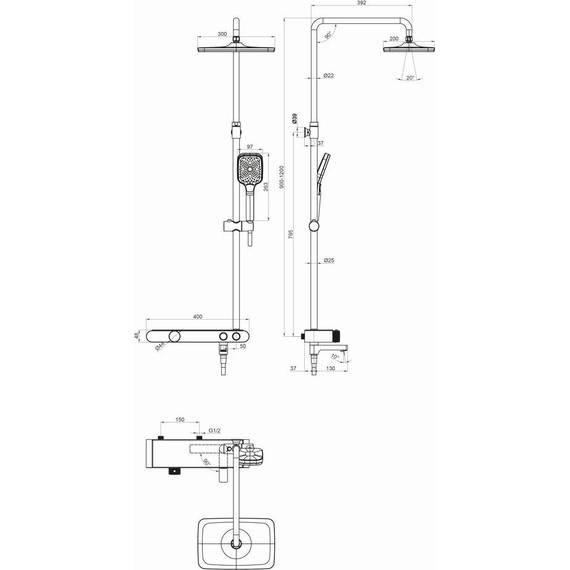 Душевая стойка с термостатом Cersanit Vivo 64529 - фото, картинка 11 Душевая стойка с термостатом Cersanit Vivo 64529 - фото 11
