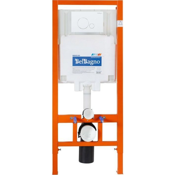 Инсталляция с подвесным безободковым унитазом BelBagno Senso-R BB017CHR/BB865SC/BB002-80/BB014-SR-BIANCO (кнопка смыва Sfera, белый) - фото 2