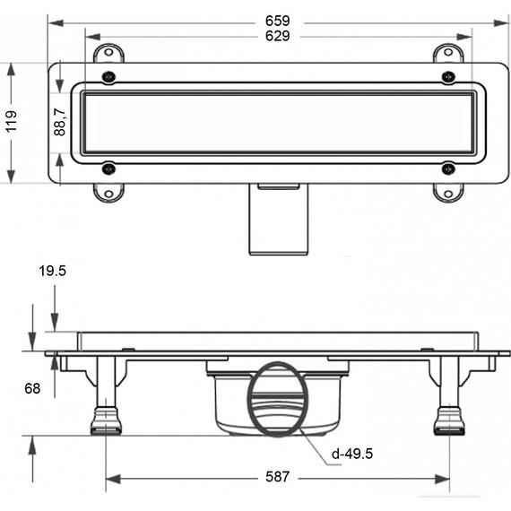 Трап Loranto Prime Skala Legal 60 см 4027.TY050K.060.1, хром (под плитку), Цвет производителя: хром, Размер трапа: 600 - фото 2