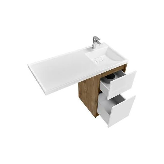 Тумба напольная с раковиной-столешницей Акватон Лондри 105 см 1A2670K2LHDR0 (раковина справа) дуб рустикальный/белый - фото 4