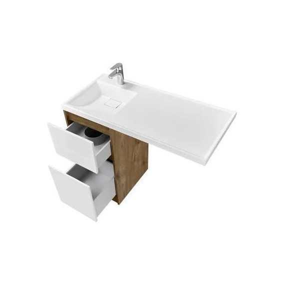 Тумба напольная с раковиной-столешницей Акватон Лондри 105 см 1A2670K2LHDR0 (раковина слева) дуб рустикальный/белый - фото 4