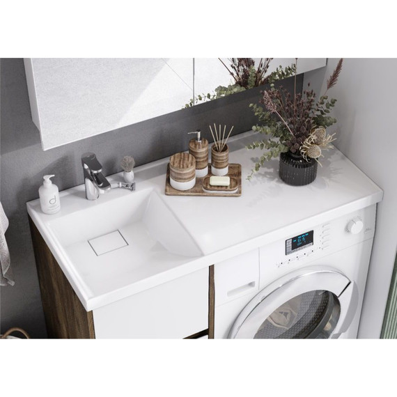 Тумба напольная с раковиной-столешницей Акватон Лондри 105 см 1A2670K2LHDR0 (раковина слева) дуб рустикальный/белый - фото 7