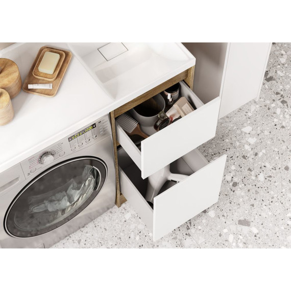 Тумба напольная с раковиной-столешницей Акватон Лондри 105 см 1A2670K2LHDY0 (раковина справа) дуб кантри/белый - фото 6