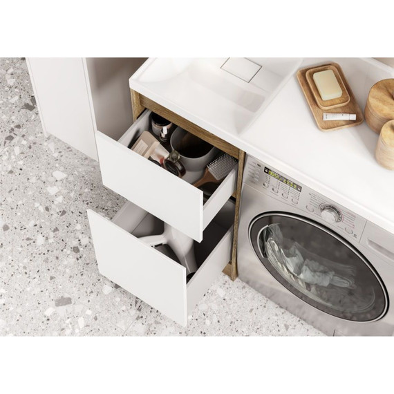 Тумба напольная с раковиной-столешницей Акватон Лондри 105 см 1A2670K2LHDY0 (раковина слева) дуб кантри/белый - фото 6