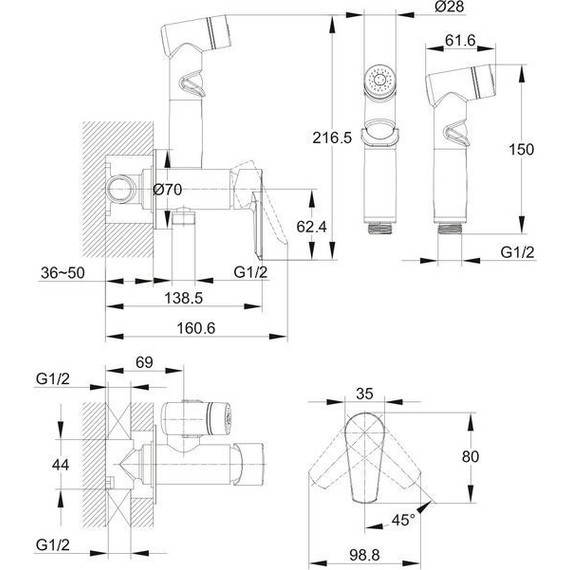 Набор для гигиенического душа Cersanit Vero 64106 - фото 7