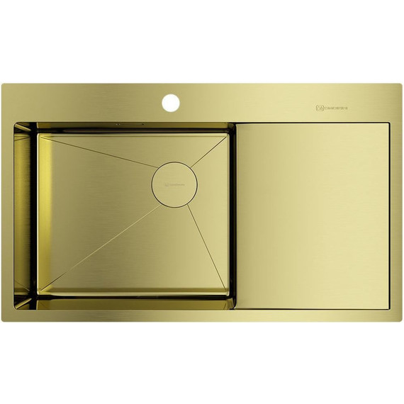 Кухонная мойка Omoikiri Akisame 86 Side LG-L (4997045) 1,2 мм, светлое золото, Цвет производителя: светлое золото - фото 
