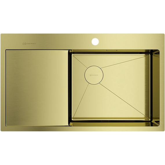 Кухонная мойка Omoikiri Akisame 86 Side LG-R (4997046) 1,2 мм, светлое золото, Цвет производителя: светлое золото - фото 