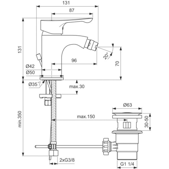 Смеситель для биде Ideal Standard Alpha BC487AA - фото 3