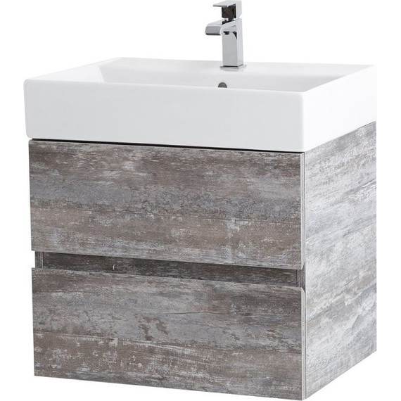 Тумба подвесная с раковиной Cezares MOLVENO 46-60-2C-SO-LG 60 см, Legno Grigio - фото 3