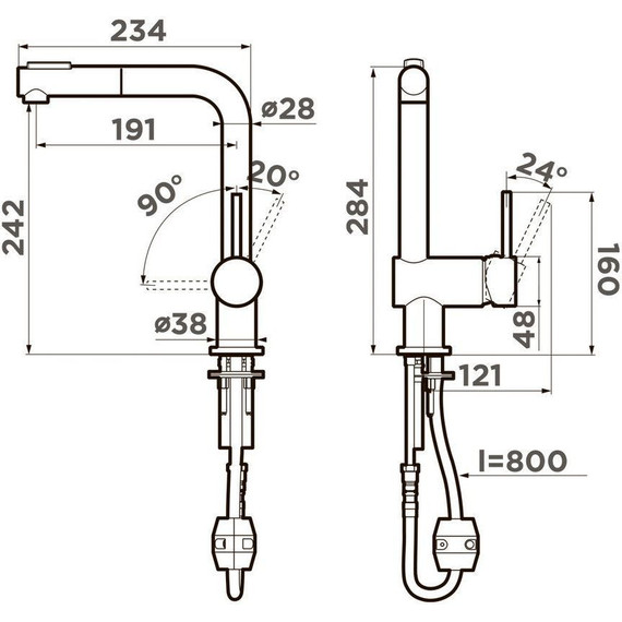 Смеситель для кухни Omoikiri Tanigawa-SB BN 4994457, нержавеющая сталь - фото 2