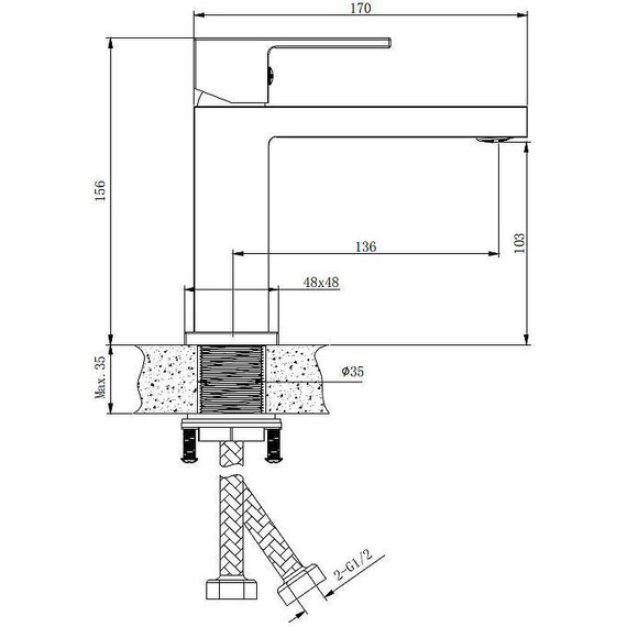 Смеситель для раковины Belz B10613-3, графит, Цвет производителя: оружейная сталь - фото 3