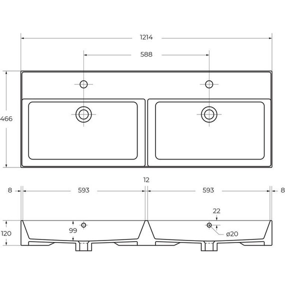 Тумба подвесная с раковиной Cezares MOLVENO 46-120-2C-SO-2-LG 120 см (раковина CZR-MIL-120-2-LVB), Legno Grigio - фото 12