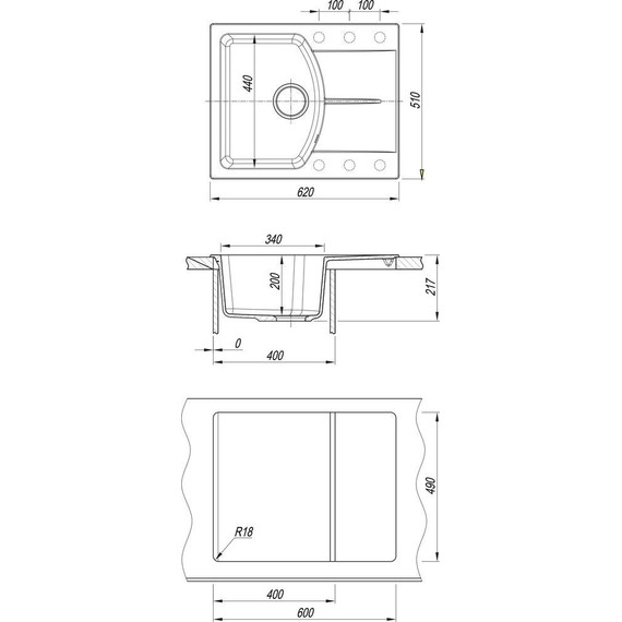 Кухонная мойка Florentina Паола 620, шампань, Цвет производителя: шампань - фото 3