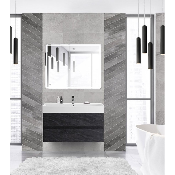 Тумба подвесная с раковиной Cezares MOLVENO 46-100-2C-SO-ANTR 100 см (раковина CZR-MIL-100-LVB), Antracite - фото 2