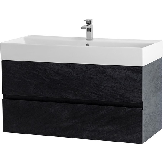 Тумба подвесная с раковиной Cezares MOLVENO 46-100-2C-SO-NR 100 см (раковина CZR-MIL-100-LVB), Nero - фото 2