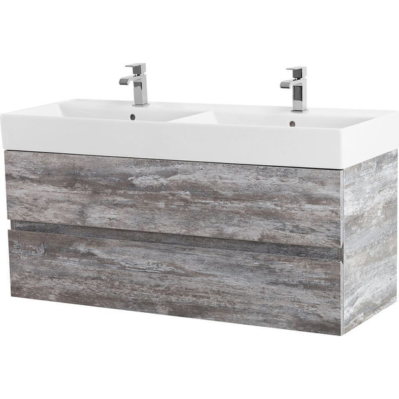 Тумба подвесная с раковиной Cezares MOLVENO 46-120-2C-SO-2-LG 120 см (раковина CZR-MIL-120-2-LVB), Legno Grigio - фото 3