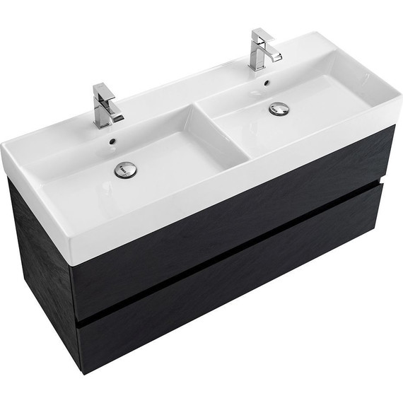 Тумба подвесная с раковиной Cezares MOLVENO 46-120-2C-SO-2-NR 120 см (раковина CZR-MIL-120-2-LVB), Nero - фото 6