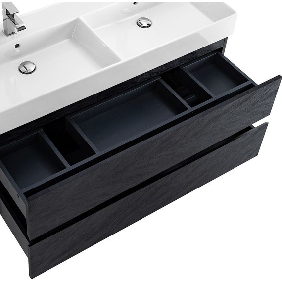 Тумба подвесная с раковиной Cezares MOLVENO 46-120-2C-SO-2-NR 120 см (раковина CZR-MIL-120-2-LVB), Nero - фото 8