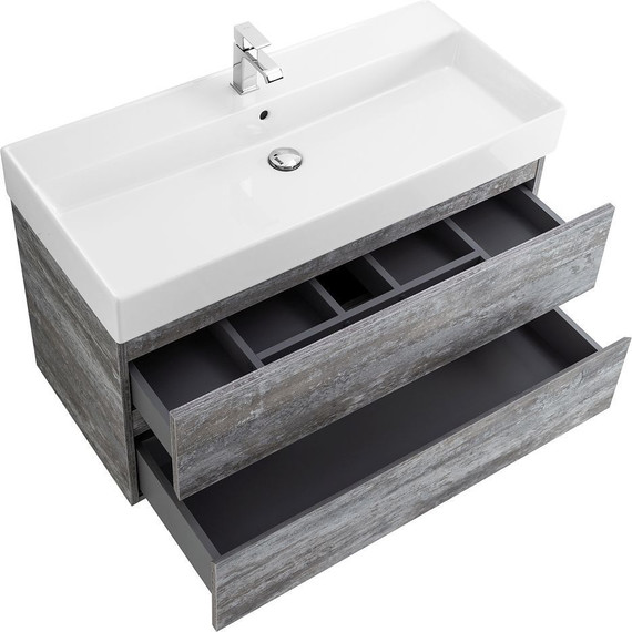 Тумба подвесная с раковиной Cezares MOLVENO 46-80-2C-SO-LG 80 см (раковина CZR-MIL-80-LVB), Legno Grigio - фото 5