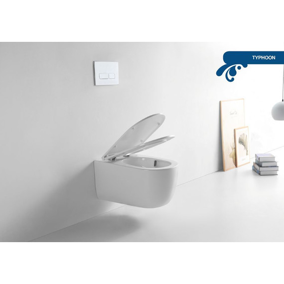 Унитаз подвесной безободковый Sole Typhoon (смыв торнадо) с тонкой крышкой микролифт - фото 7