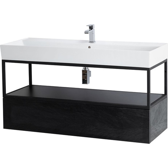 Тумба подвесная с раковиной Cezares CADRO-100-1C-SO-NR-BLUM 100 см, Nero - фото 2