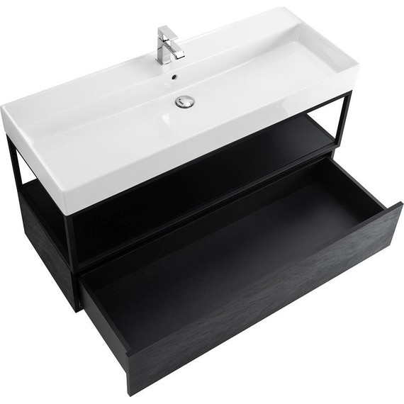 Тумба подвесная с раковиной Cezares CADRO-100-1C-SO-NR-BLUM 100 см, Nero - фото 3