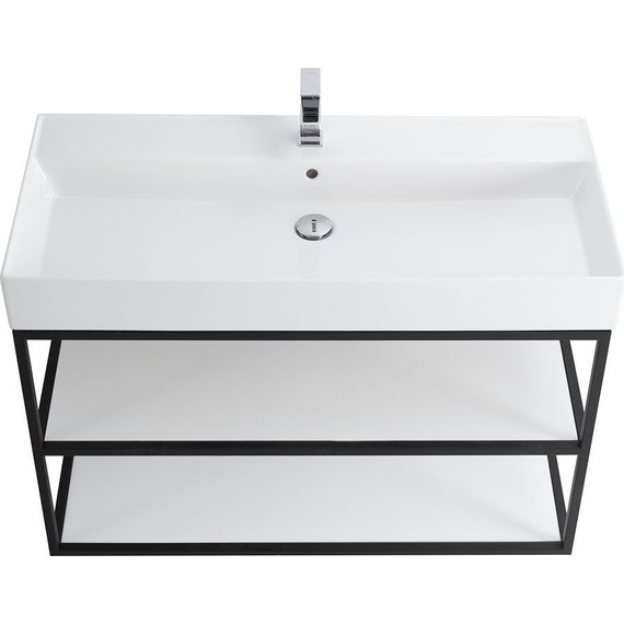 Консоль подвесная с раковиной Cezares CADRO-100/46/58-2C-SO-MET-ST 100 см, Nero/Bianco - фото 4