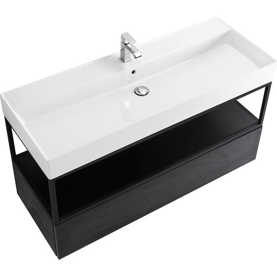 Тумба подвесная с раковиной Cezares CADRO-100-1C-SO-NR-BLUM 100 см, Nero - фото 6